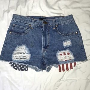 Forever 21 High-Waisted Distressed Denim Shorts